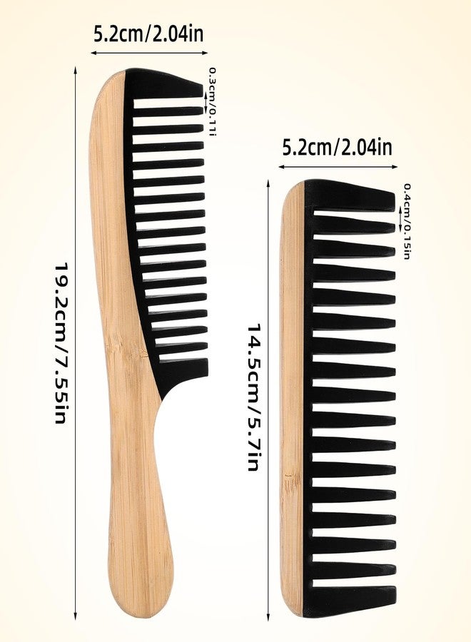 Penitue 2pcs Wooden Wide Tooth Comb, Anti-Static Large Bamboo Gentle Detangling Hair Comb with Big Bakelite Teeth Detangler Brush for Women Curly Wavy Hair Stylist Essentials Products Care Tools - Image 2